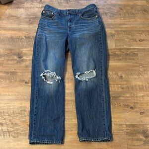 Levi's Blue Distressed Straight Leg Jeans
